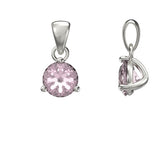 SILVER 7MM ROUND CUBIC ZIRCONIA BIRTHSTONE PENDANT