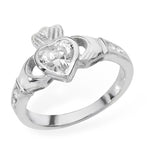 SILVER BIRTHSTONE CLADDAGH RING