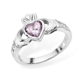 SILVER BIRTHSTONE CLADDAGH RING