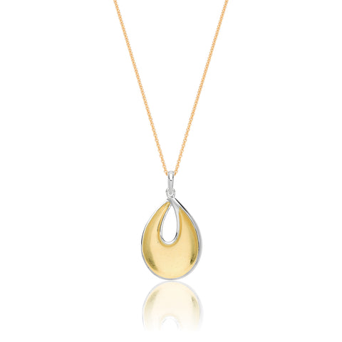 GOLD VERMEIL CUBIC ZIRCONIA SET CURVED PENDANT NECKLACE