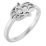 SILVER .03CT DIAMOND HAMSA RING
