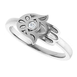 SILVER .03CT DIAMOND HAMSA RING