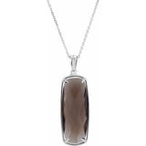 STERLING SILVER  CHECKERBOARD-CUT SMOKY QUARTZ NECKLACE