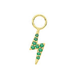 9CT GOLD GREEN CUBIC ZIRCONIA LIGHTNING BOLT EARRING CHARM