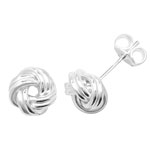 SILVER LOVE KNOT STUD EARRINGS