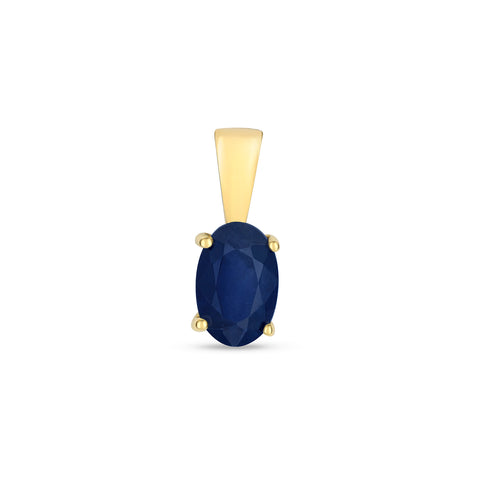 9CT GOLD OVAL CLAW SET SAPPHIRE PENDANT