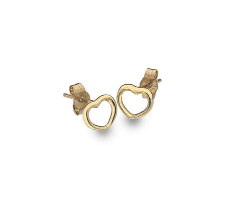 9CT GOLD ROUNDED OPEN HEART STUDS