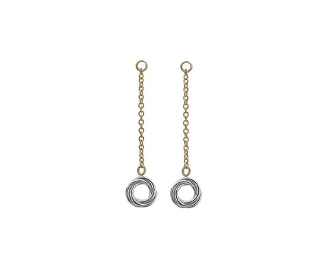 9CT YELLOW & WHITE GOLD TWISTED CIRCLE DROP EARRINGS