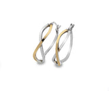 9CT YELLOW & WHITE GOLD CROSSOVER HOOP EARRINGS
