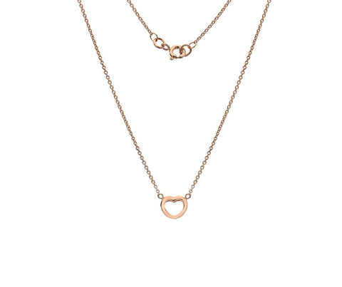 9CT ROSE GOLD ROUNDED OPEN HEART NECKLACE