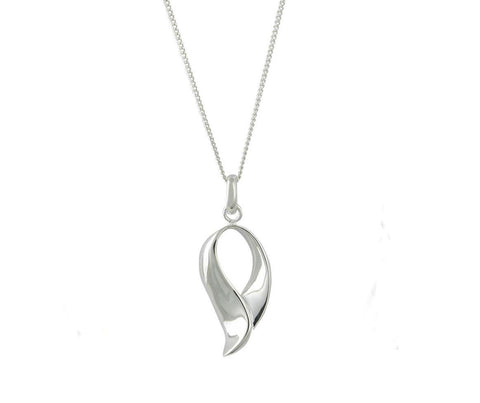 SILVER ABSTRACT LEAF NECKLACE
