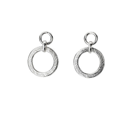 SOLID SILVER ECHO TEXTURED CIRCLE DROP EARRINGS