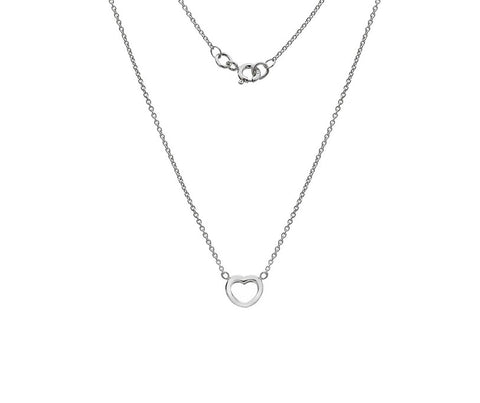 9CT WHITE GOLD ROUNDED OPEN HEART NECKLACE