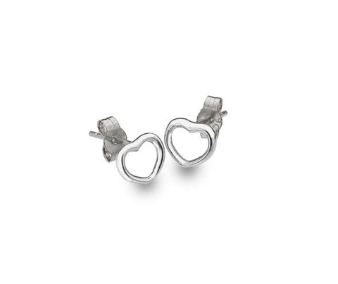 9CT WHITE GOLD ROUNDED OPEN HEART STUDS