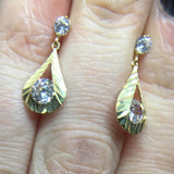 9CT GOLD DIAMOND CUT CUBIC ZIRCONIA TEARDROP EARRINGS