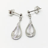 SILVER OPEN TEARDROP EARRINGS WITH CUBIC ZIRCONIA DETAIL