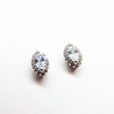 SILVER MARQUISE SHAPED CUBIC ZIRCONIA HALO STUDS