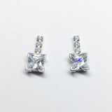 SILVER SQUARE CUBIC ZIRCONIA DROP PENDANT AND/OR EARRINGS
