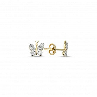 9CT GOLD CUBIC ZIRCONIA BUTTERFLY STUDS