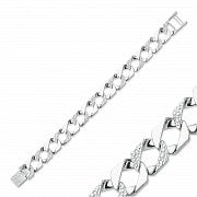 SOLID SILVER PLAIN & ENGRAVED FLAT SQUARE OPEN CURB CHAIN