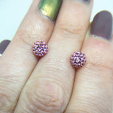 9CT GOLD BABY PINK DISCO BALL STUDS
