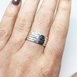 SILVER MULTI-BAND HAMMERED STACK RING