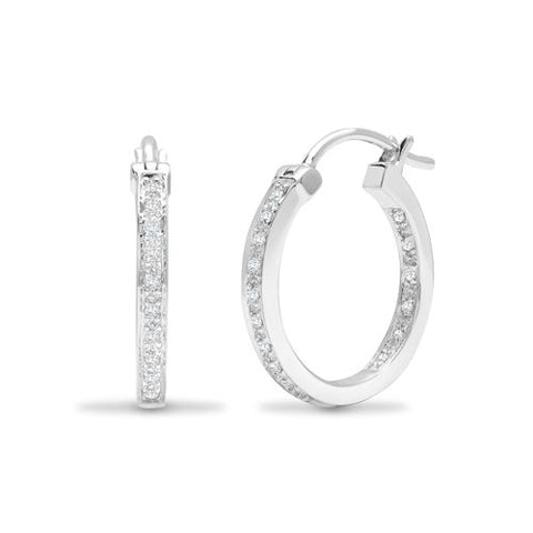 18CT WHITE GOLD INSIDE OUT DIAMOND HOOPS