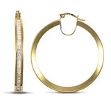 9CT GOLD CHANNEL SET CUBIC ZIRCONIA CREOLE HOOPS