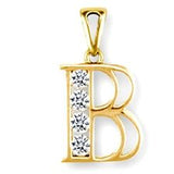 9CT GOLD OPENWORK CUBIC ZIRCONIA INITIAL PENDANT