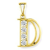 9CT GOLD OPENWORK CUBIC ZIRCONIA INITIAL PENDANT