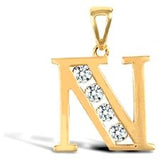 9CT GOLD OPENWORK CUBIC ZIRCONIA INITIAL PENDANT