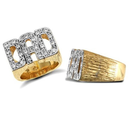 9CT GOLD HEAVYWEIGHT CUBIC ZIRCONIA DAD RING