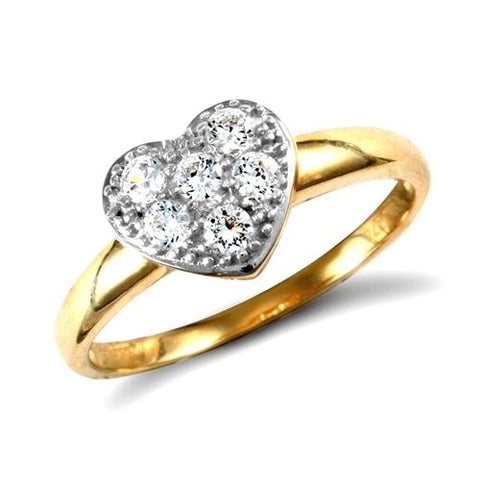 9CT GOLD CUBIC ZIRCONIA HEART RING