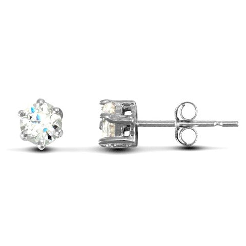 9CT WHITE GOLD CLAW SET CUBIC ZIRCONIA STUDS