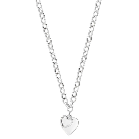 SILVER DOUBLE HEART BELCHER NECKLACE