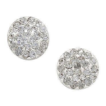 SILVER CRYSTAL ROUND FLAT STUDS