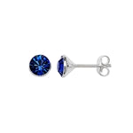 SILVER RUBOVER SET SAPPHIRE COLOURED CUBIC ZIRCONIA STUD