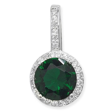 SILVER CLEAR & GREEN CUBIC ZIRCONIA PENDANT