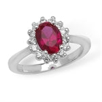 SILVER RED CUBIC ZIRCONIA HALO RING