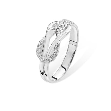 SILVER CUBIC ZIRCONIA SET REEF KNOT RING