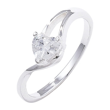 SILVER HEART CUBIC ZIRCONIA RING