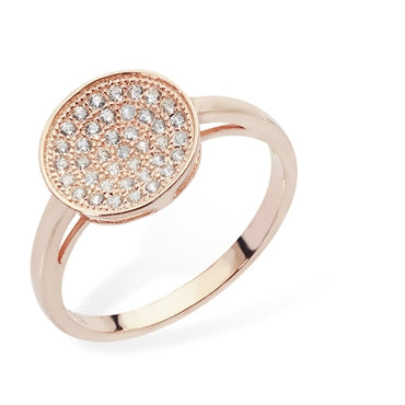 ROSE GOLD VERMEIL ROUND MICRO PAVE CUBIC ZIRCONIA RING