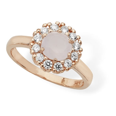 ROSE GOLD VERMEIL PINK AND WHITE CUBIC ZIRCONIA RING