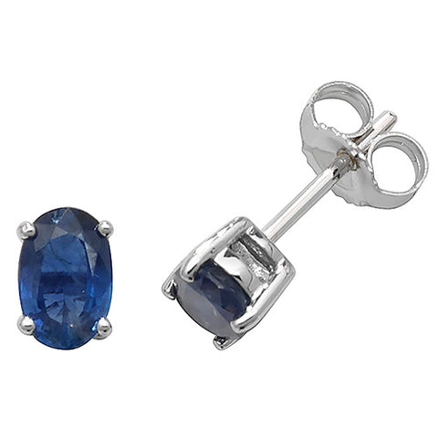9CT WHITE GOLD OVAL SAPPHIRE STUDS