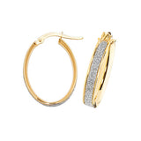 9CT YELLOW & WHITE GOLD FROSTED HOOP EARRINGS