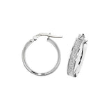 9CT WHITE GOLD FROSTED HOOP EARRINGS
