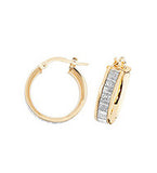 9CT YELLOW AND FROSTED WHITE GOLD HOOP EARRINGS