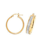 9CT YELLOW AND FROSTED WHITE GOLD HOOP EARRINGS