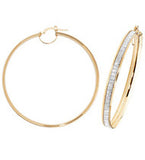 9CT YELLOW AND FROSTED WHITE GOLD HOOP EARRINGS