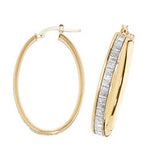 9CT YELLOW AND FROSTED WHITE GOLD HOOP EARRINGS